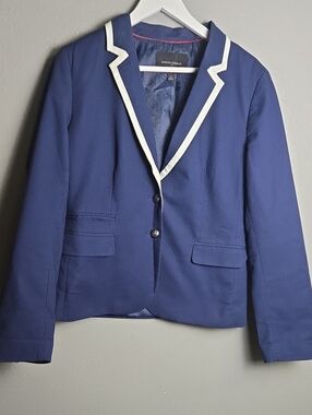 Banana Republic Textured Tipped Maritime Blue Blazer Size 14